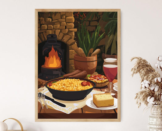Affiche Plat Traditionnel Porto-Ricain – Poster Arroz con Gandules & Mofongo