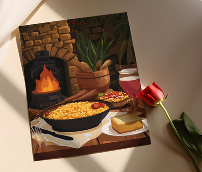 Affiche Plat Traditionnel Porto-Ricain – Poster Arroz con Gandules & Mofongo