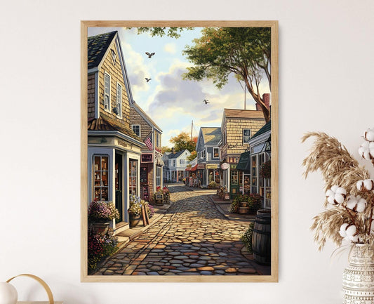 Affiche Nantucket – Impression des rues pavées et boutiques charmantes