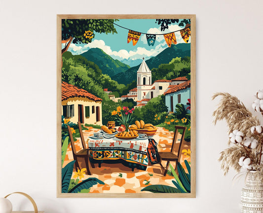 Affiche San Cristóbal – Impression Art déco Chiapas pour restaurant mexicain