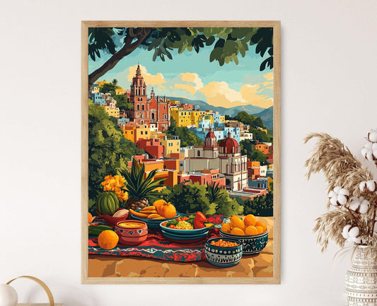 Affiche Guanajuato – Impression artistique colorée pour restaurant mexicain