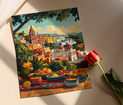 Affiche Guanajuato – Impression artistique colorée pour restaurant mexicain
