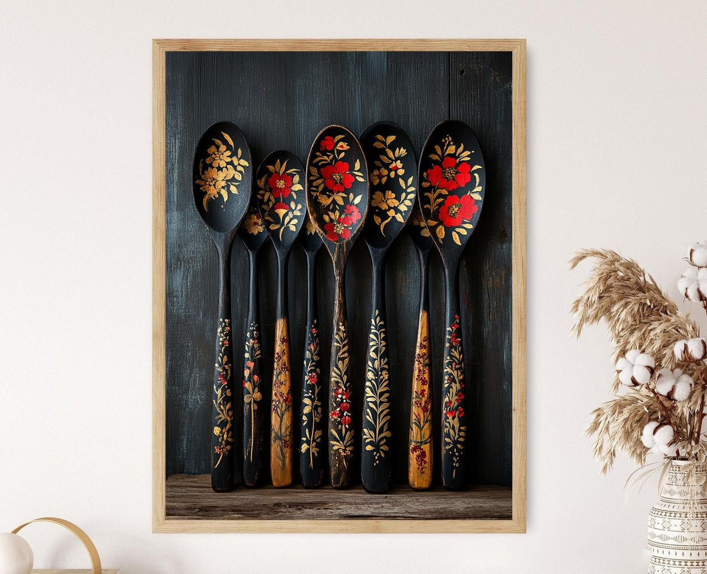 Affiche Khokhloma Russe – Impression Art de Cuillères Traditionnelles