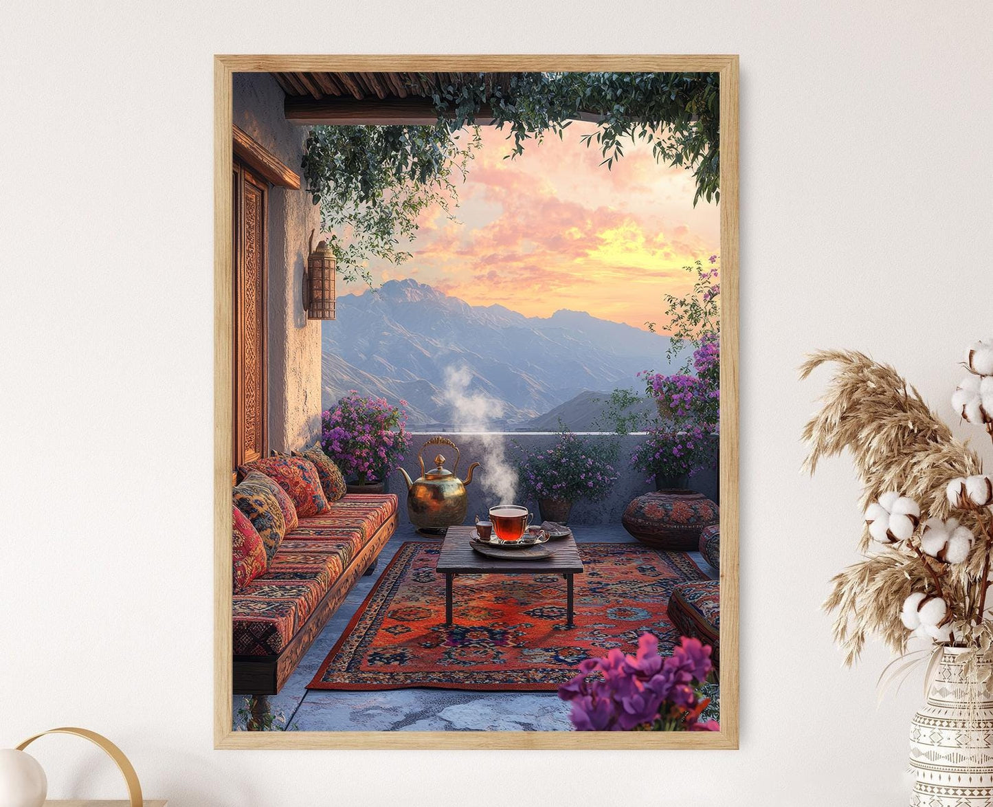 Affiche Halabja – Impression d'art : Tapis kurdes et vue des Zagros