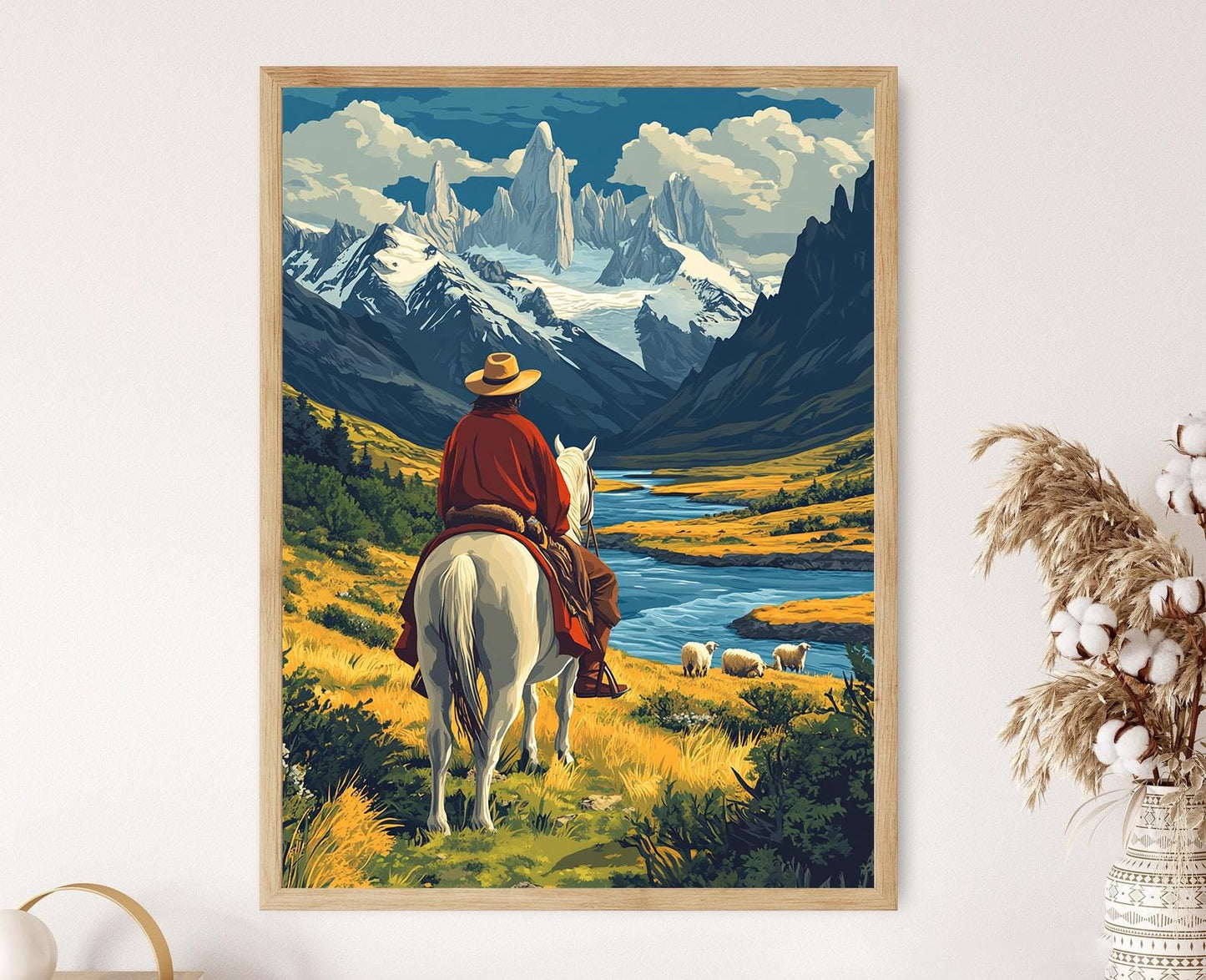 Affiche Fermier Chilien à Cheval – Impression Art de Patagonie