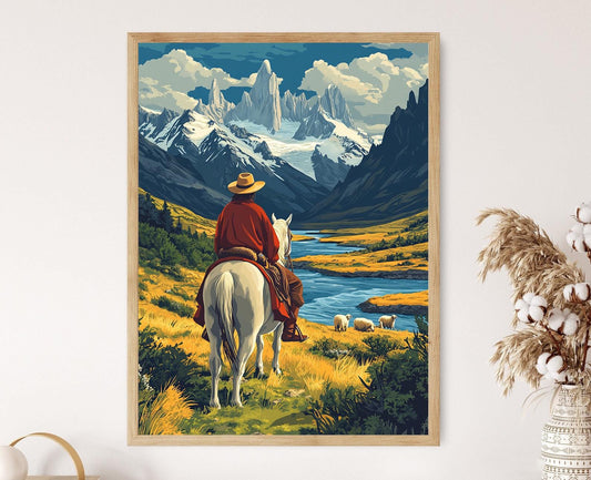Affiche Fermier Chilien à Cheval – Impression Art de Patagonie