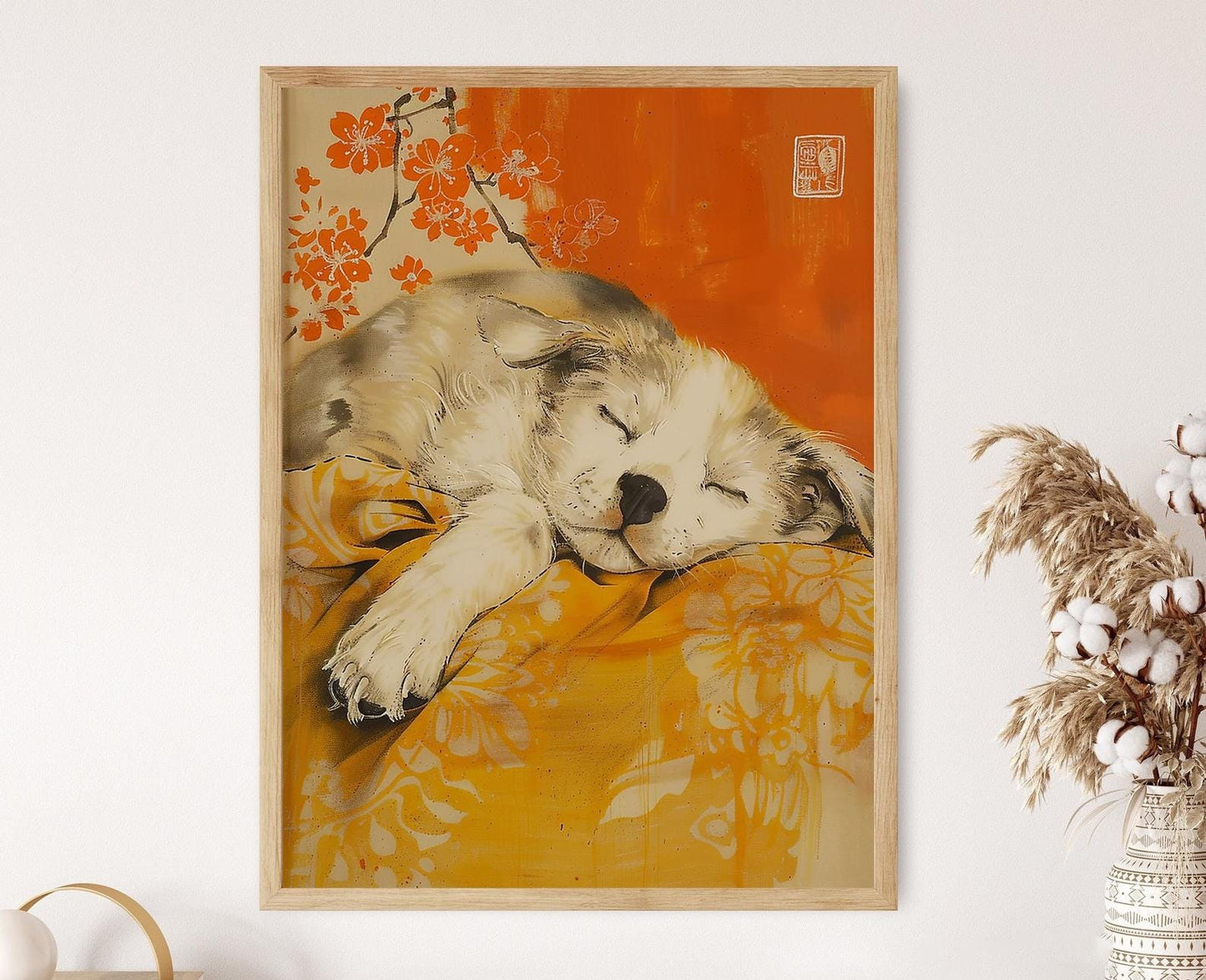 Affiche Wabi Sabi - Poster Chien Endormi, Décor Apaisant pour la Maison