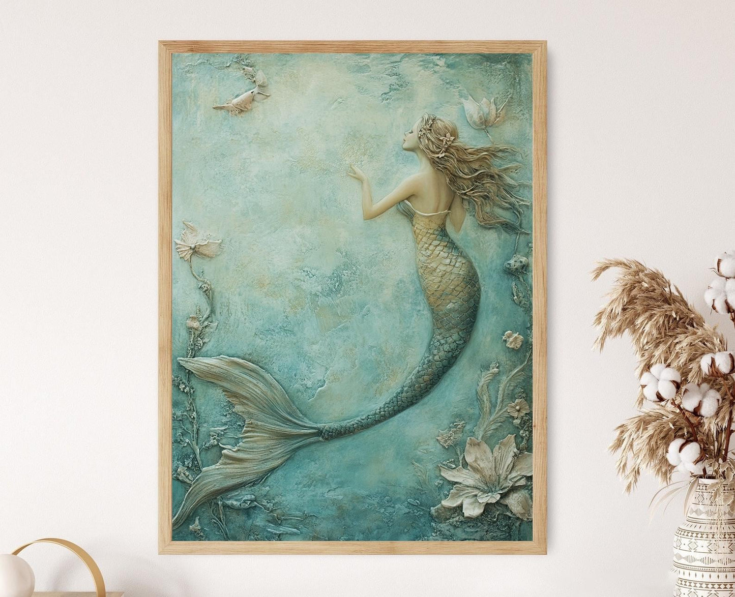 Affiche Sirène – Poster Art Déco avec motifs océaniques et scène mythologique