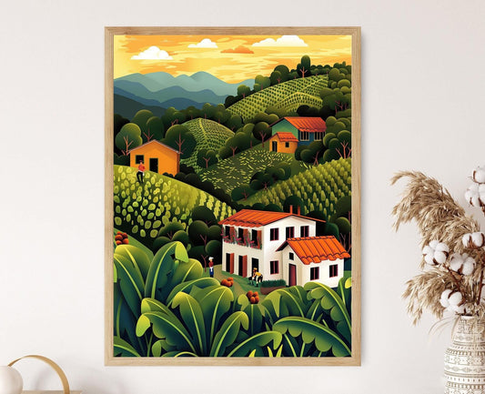 Affiche Café Équatorien – Impression d'Art Murale Vibrante