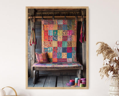 Affiche Rilli Pakistanais – Poster Art du Patchwork Traditionnel