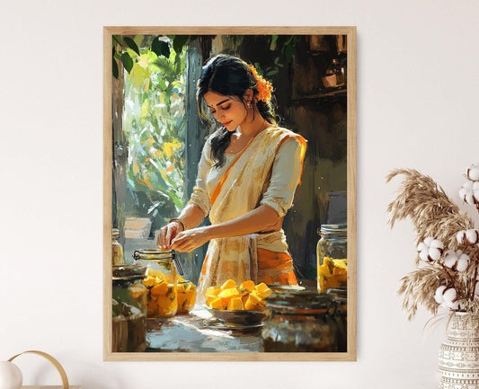 Affiche Art de Préparation de Pickles Indiens – Décor de Cuisine Traditionnel