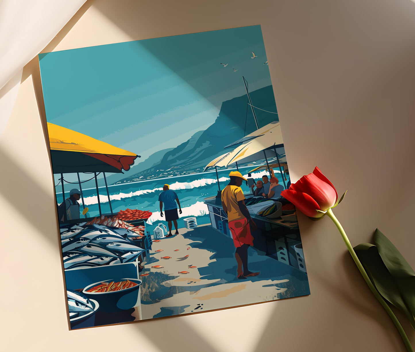 Affiche Marché de Poissons en Namibie – Poster Art Nautique