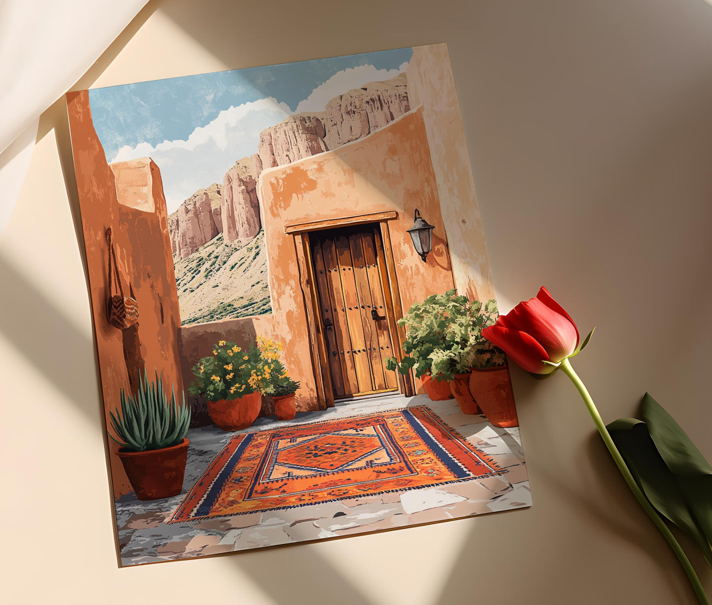 Affiche Art de Rooftop Bamiyan – Illustration Vectorielle Paysage Afghan