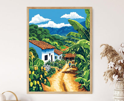 Affiche Vie de Ferme au Honduras – Illustration des Produits Locaux