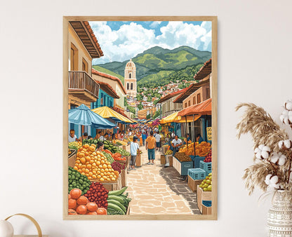 Affiche Marché de Tegucigalpa – Poster Illustration de la ville au Honduras