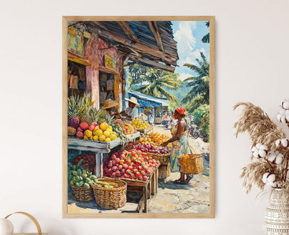 Affiche Marché de Trinidad – Poster avec Étals Colorés et Vie Locale