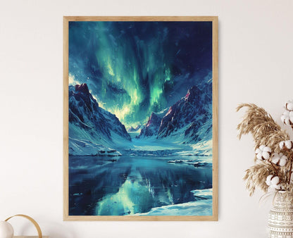 Affiche Aurores Boréales – Poster Peinture Paysage Islandais Serein