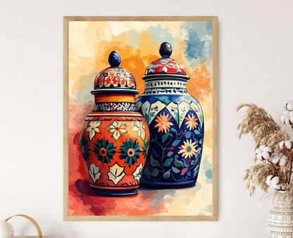 Affiche Épices Afghanes – Impression Art Déco Céramique Traditionnelle