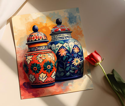 Affiche Épices Afghanes – Impression Art Déco Céramique Traditionnelle