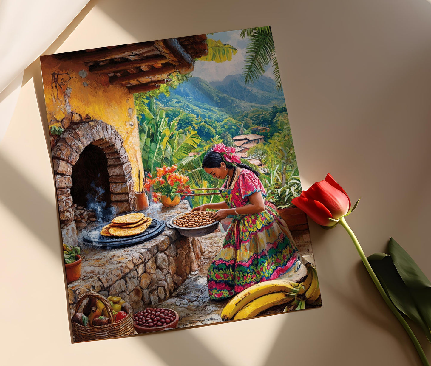 Affiche Vie Culturelle – Illustration d'une Femme Hondurienne Cuisinant