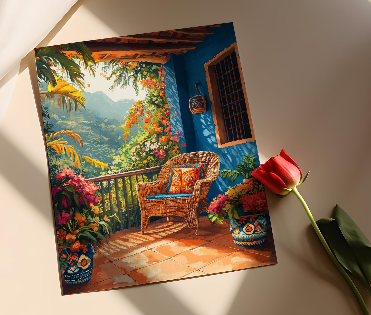 Affiche Art Colombien - Poster Illustré Flores y Wayuu, Décor Vibrant