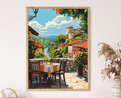 Affiche Veliko Tarnovo – Poster Art rétro bulgare avec vue panoramique