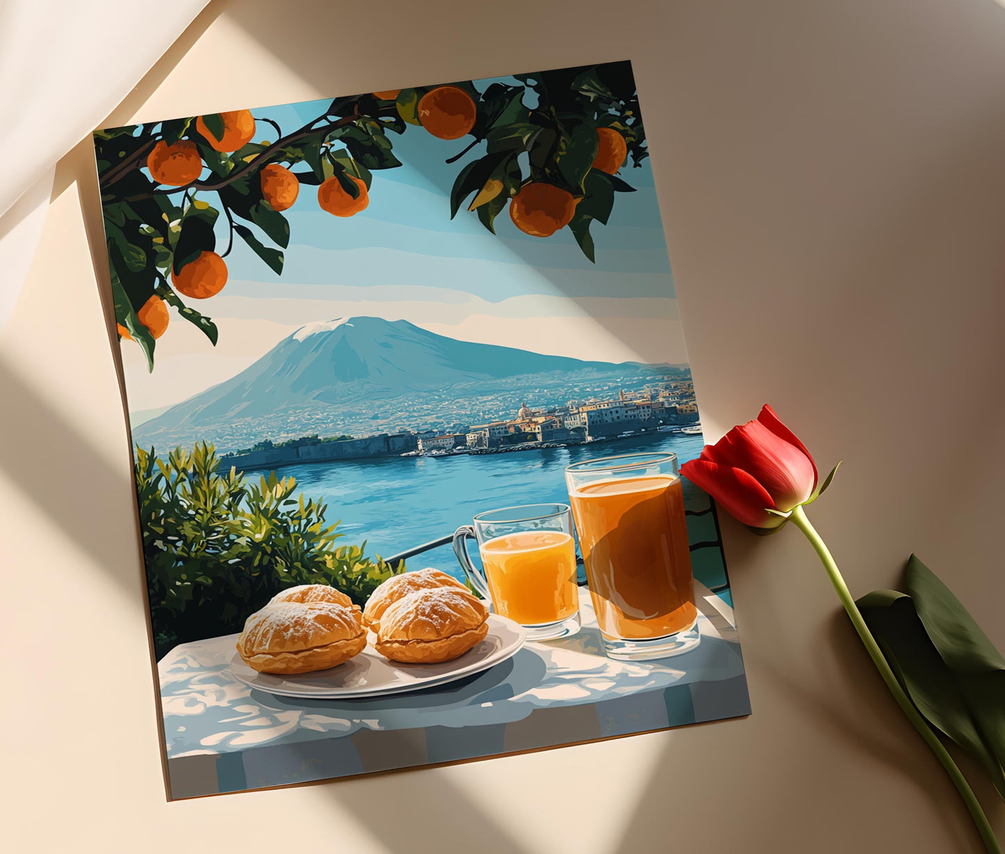 Affiche Table de Petit-Déjeuner à Naples – Art Culinaire Traditionnel
