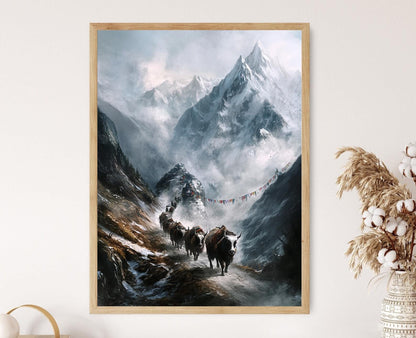 Affiche Caravane de Yak – Impression artistique des montagnes himalayennes