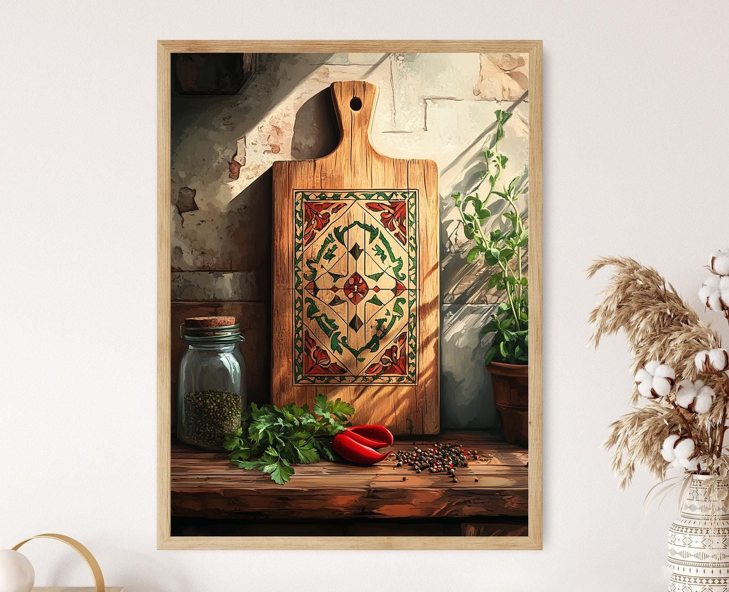 Affiche en Bois Syrien – Poster Art de Planche à Découper Rustique