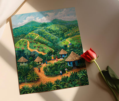 Affiche Paysages de Yam du Ghana – Poster Art Africain