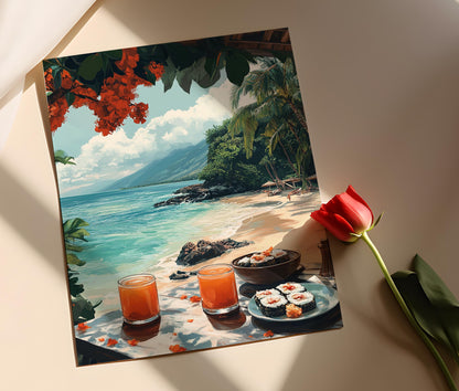 Affiche Petit Déjeuner Lanai – Art sur la Cuisine Hawaïenne Coastale