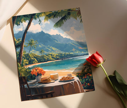 Affiche Art de la Table de Petit-Déjeuner Hanalei – Cuisine Hawaïenne