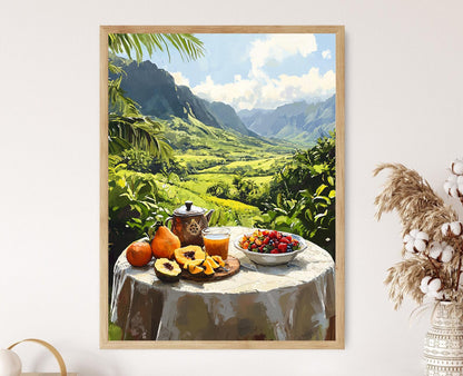 Affiche Waimea – Art de Table Hawaïen, Décor de Cuisine Culturel