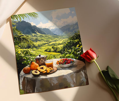 Affiche Waimea – Art de Table Hawaïen, Décor de Cuisine Culturel