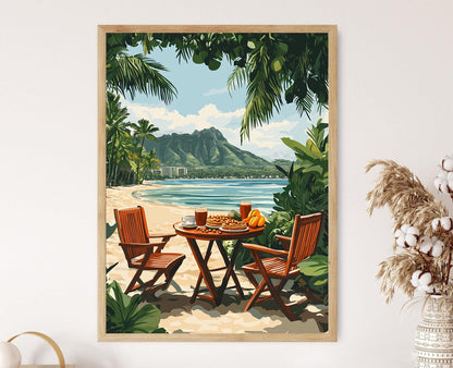 Affiche Waikiki Beach – Illustration de petit-déjeuner hawaïen