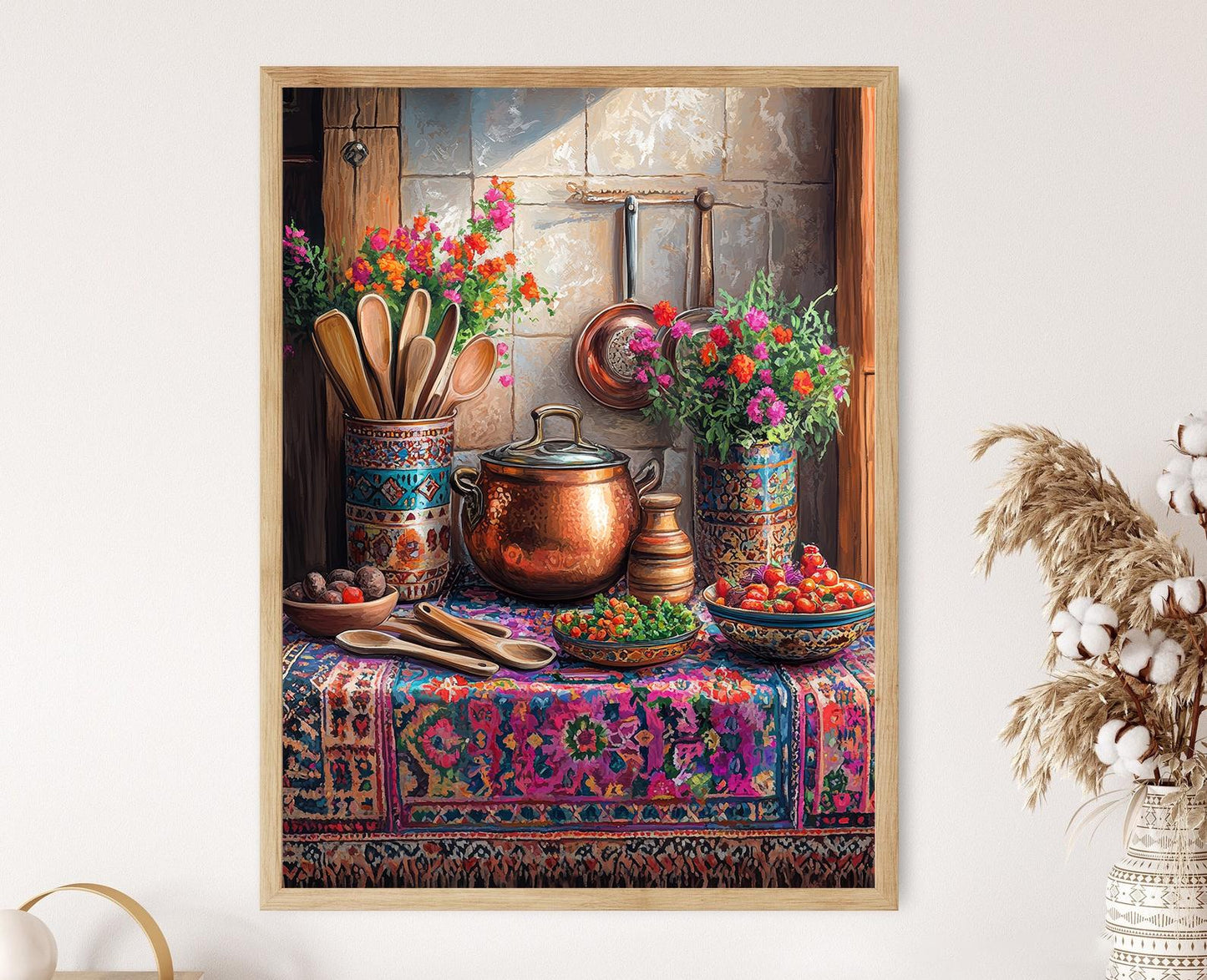 Affiche Cuisine Kurde – Impression d'Art en Terre Cuite Ethnique