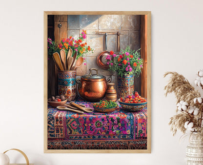 Affiche Cuisine Kurde – Impression d'Art en Terre Cuite Ethnique