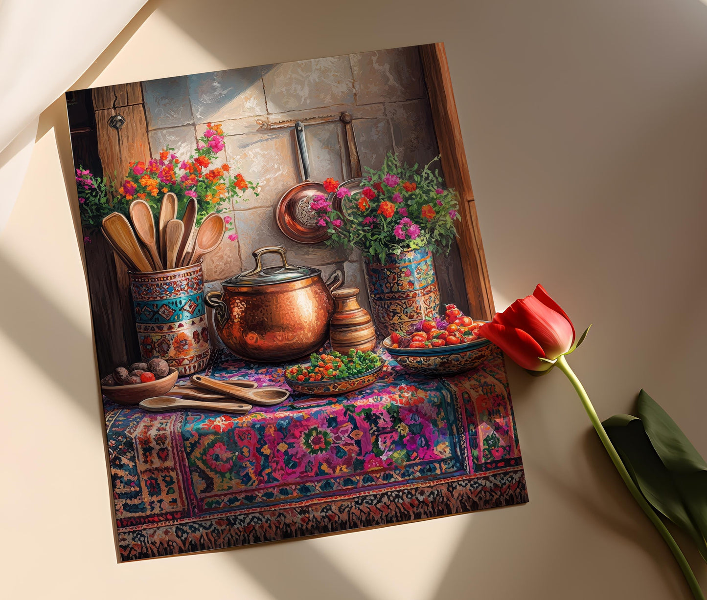 Affiche Cuisine Kurde – Impression d'Art en Terre Cuite Ethnique