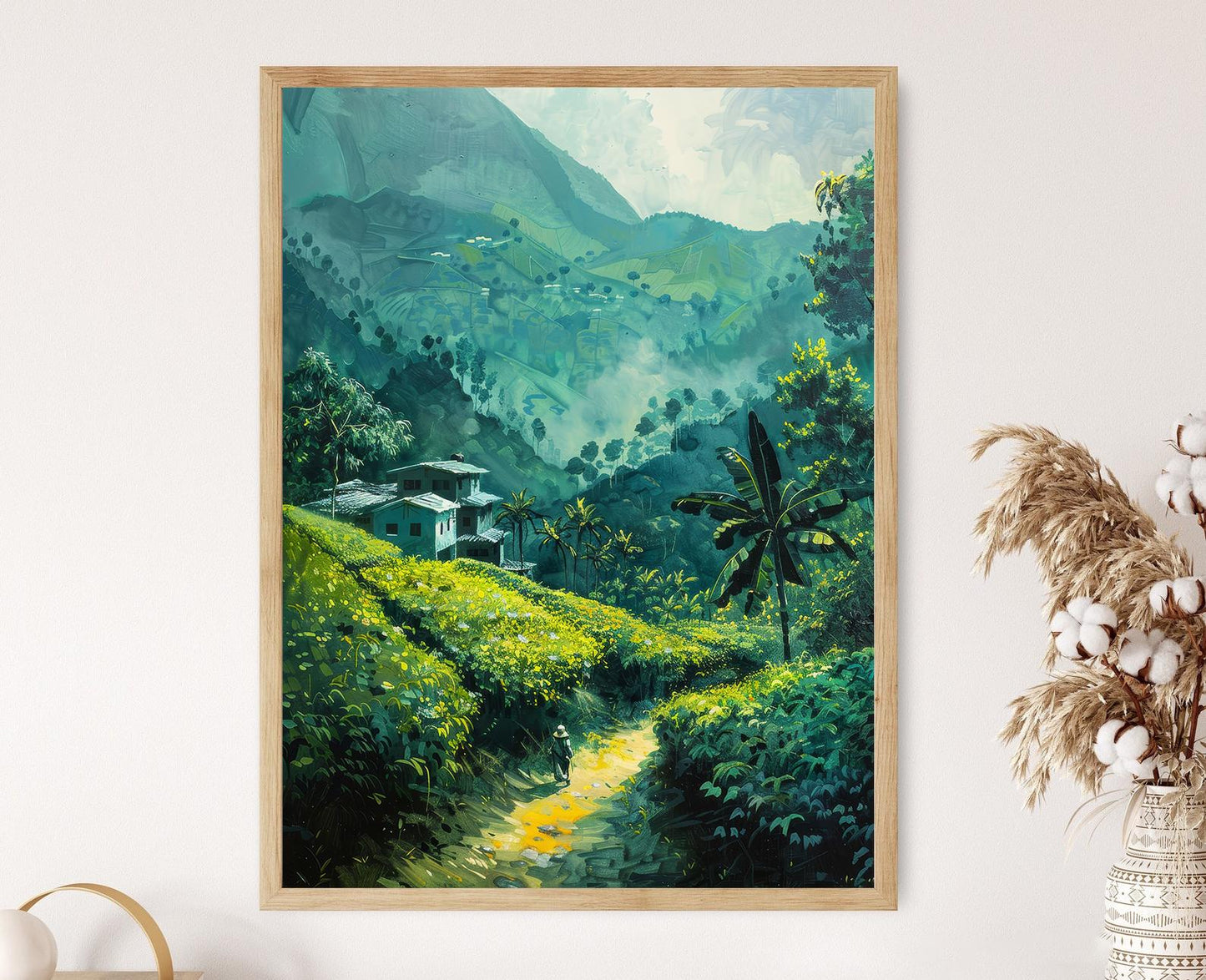 Affiche Jardins de Thé du Bangladesh – Poster Paysages Sereins