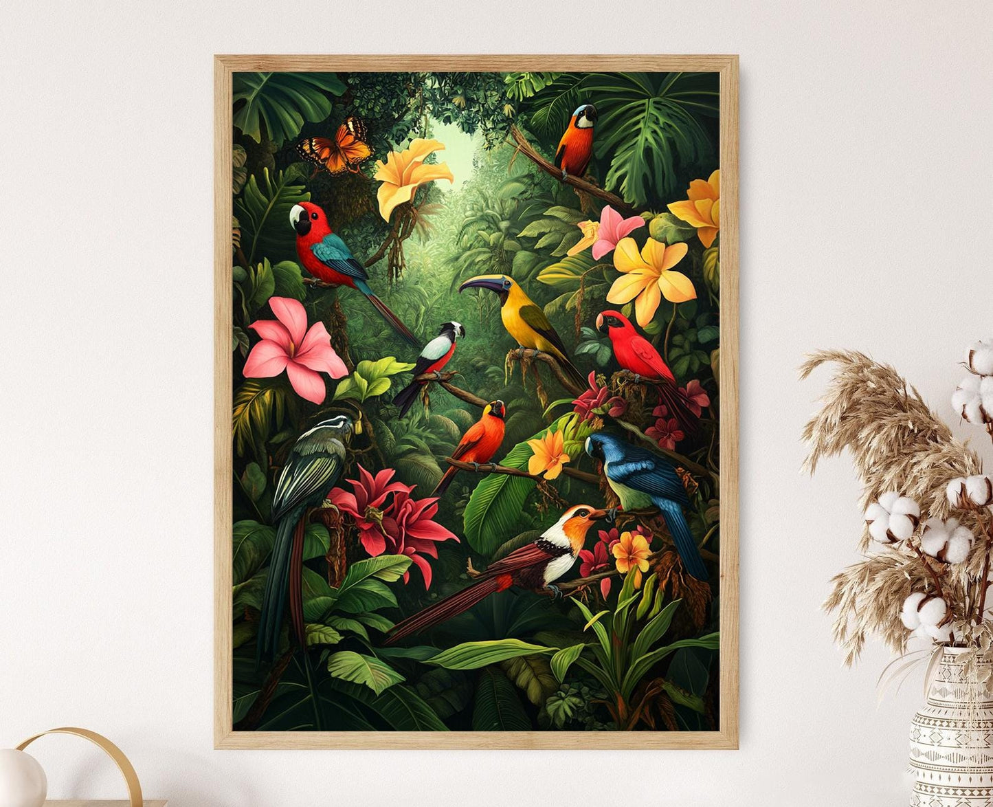 Affiche de la forêt tropicale de Papouasie-Nouvelle-Guinée – Oiseaux et nature luxuriante