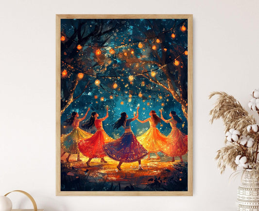 Affiche Garba Gujarati – Poster Art de la Danse Folklorique Indienne