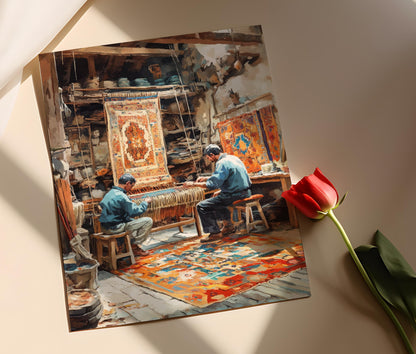 Affiche Tapis Sheki – Poster Art de Tissage Azerbaïdjanais