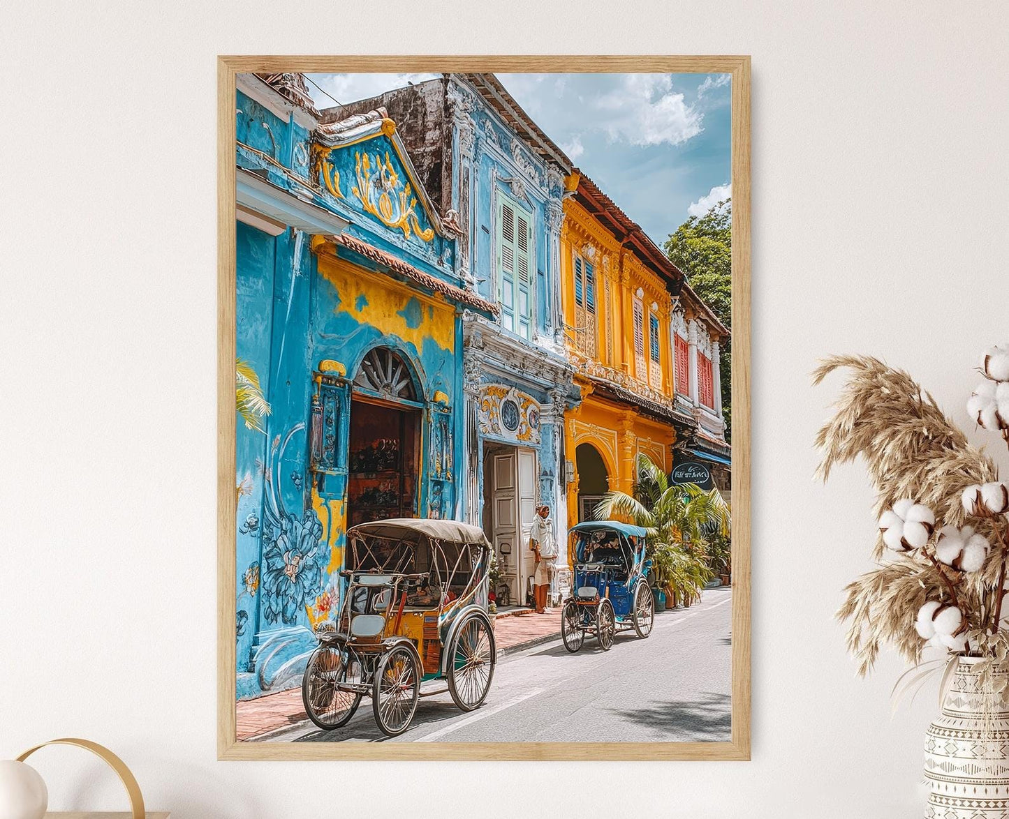 Affiche George Town Penang – Poster Art des Bâtiments Coloniaux et Murales Colorées