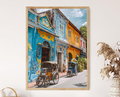 Affiche George Town Penang – Poster Art des Bâtiments Coloniaux et Murales Colorées