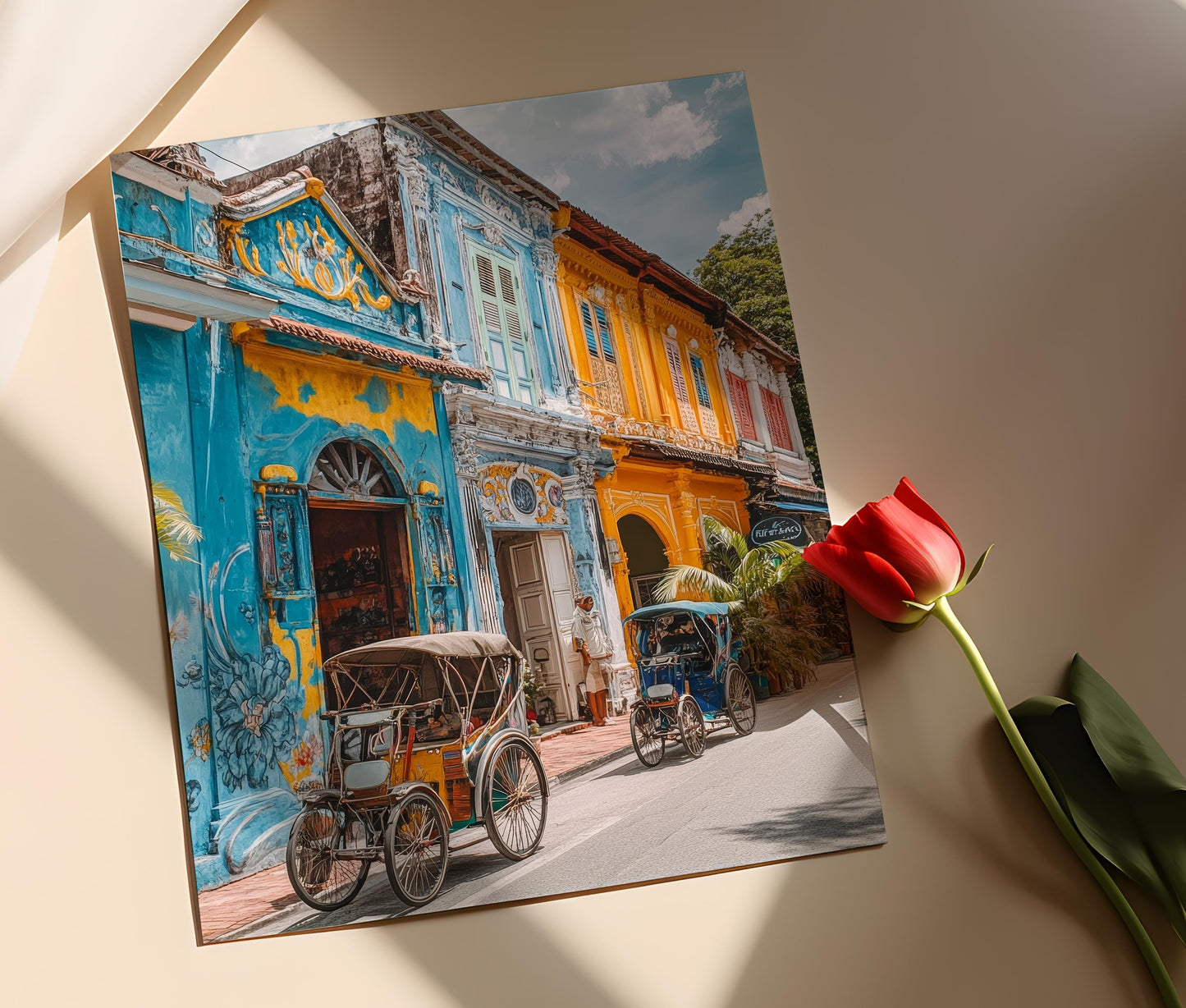 Affiche George Town Penang – Poster Art des Bâtiments Coloniaux et Murales Colorées