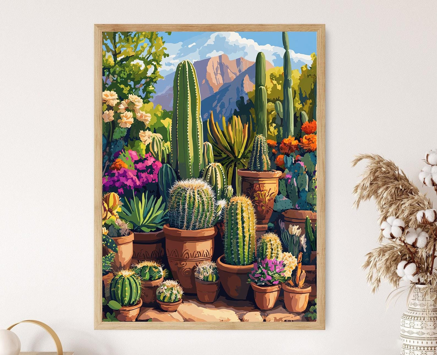 Affiche Jardin de Cactus en Arizona – Illustration Décorative de Cactus