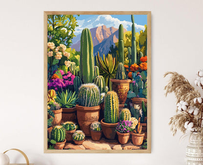 Affiche Jardin de Cactus en Arizona – Illustration Décorative de Cactus