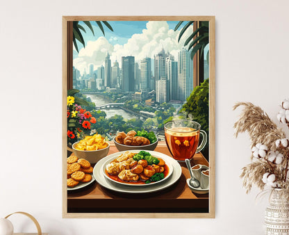 Affiche Jakarta – Art Print de Petit-Déjeuner Indonésien pour Cuisine Urbaine