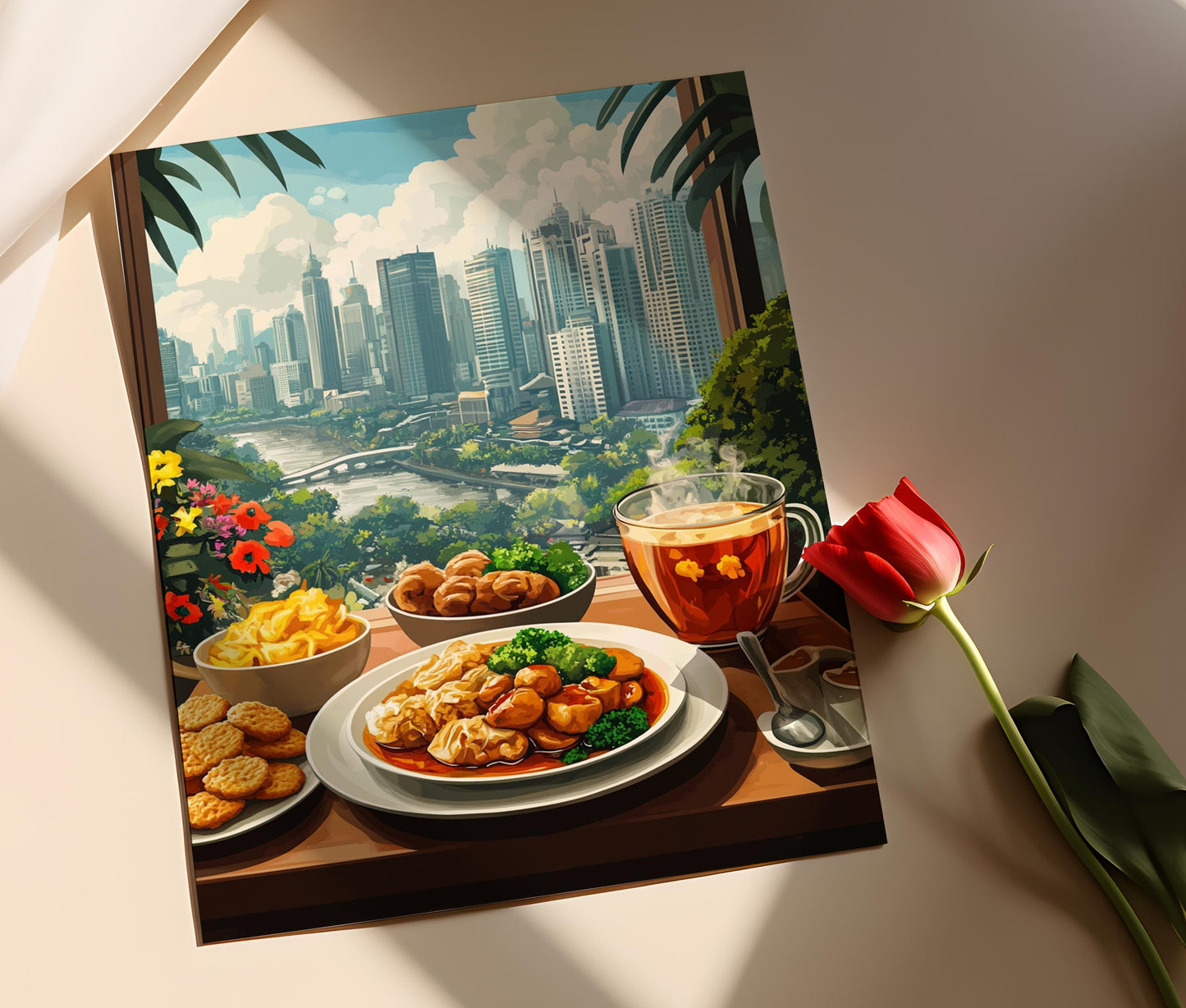 Affiche Jakarta – Art Print de Petit-Déjeuner Indonésien pour Cuisine Urbaine