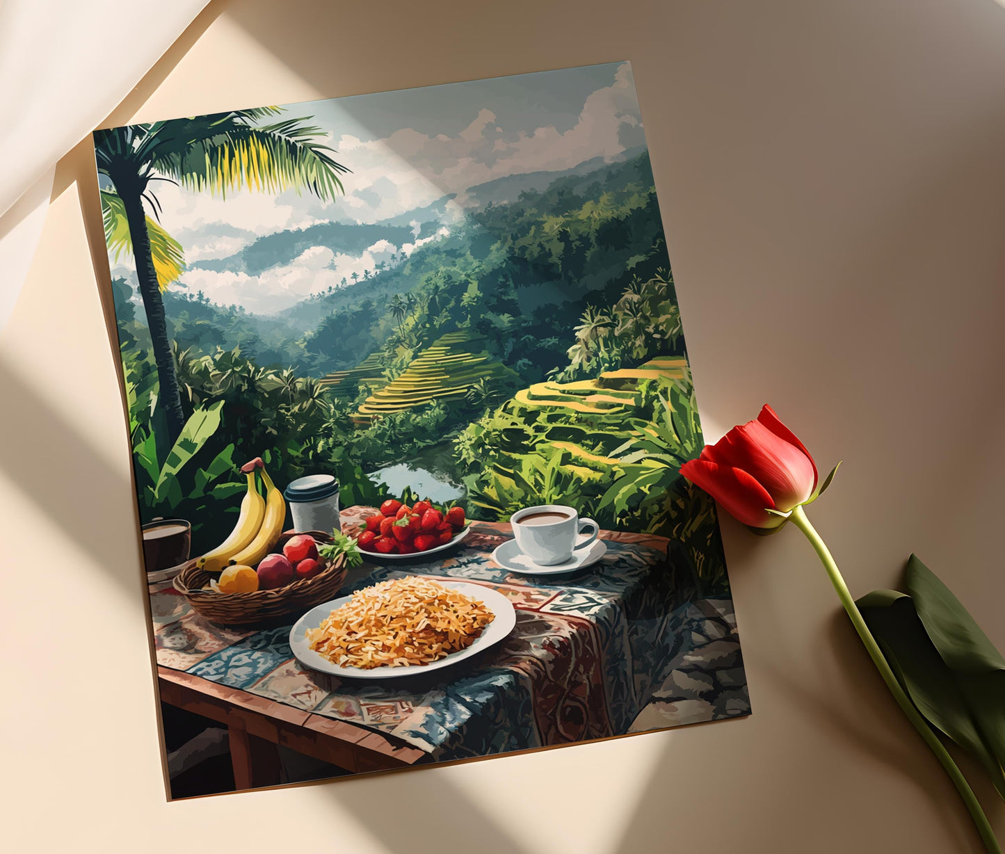 Affiche Bali – Impression Art de Table, Cuisine Indonésienne Traditionnelle